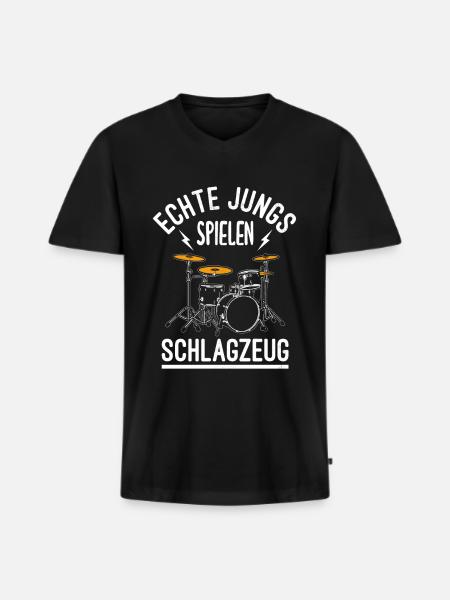 Schlagzeug Schlagzeuger - Männer Premium Bio T-Shirt mit V-Ausschnitt - Schwarz