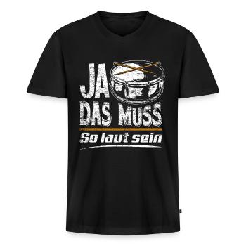 Schlagzeug Laut - Männer Premium Bio T-Shirt mit V-Ausschnitt - Schwarz - Vorne - Nico (187cm)