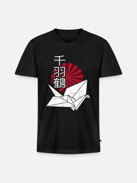 Origami Japanese - Men's Premium Organic T-shirt with V-neck - black
