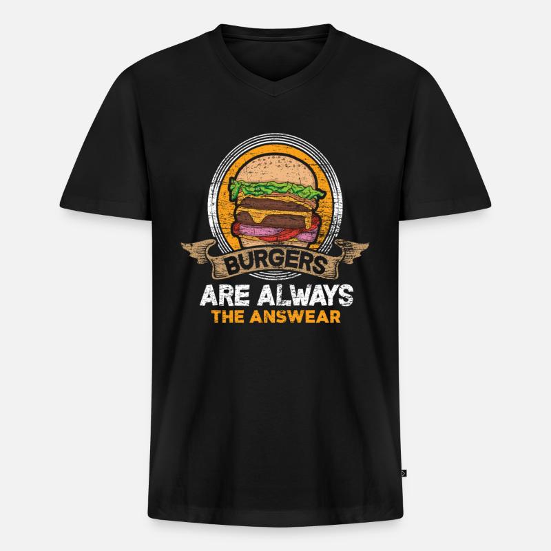 Burger - Männer Premium Bio T-Shirt mit V-Ausschnitt - Schwarz