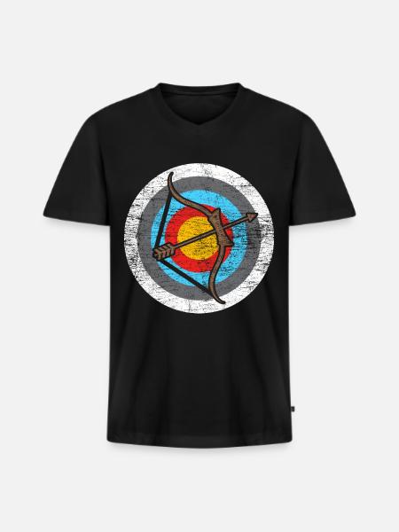tir à l'arc - T-shirt encolure en V Premium bio Homme - noir