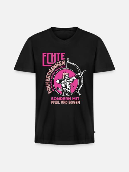 Bogenschießen Frau - Männer Premium Bio T-Shirt mit V-Ausschnitt - Schwarz
