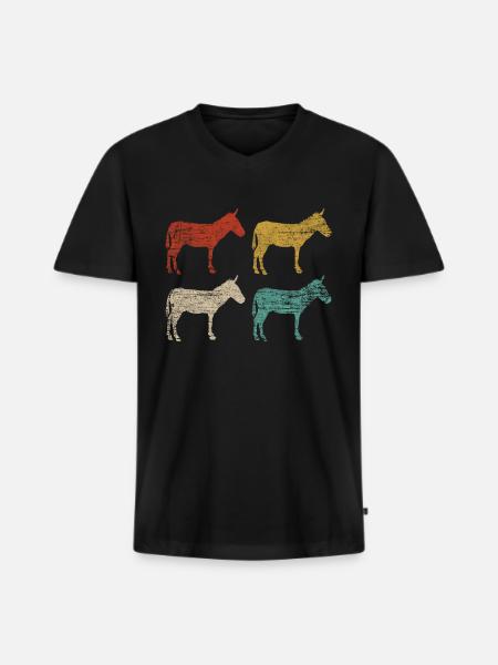 Esel Nutztier - Männer Premium Bio T-Shirt mit V-Ausschnitt - Schwarz