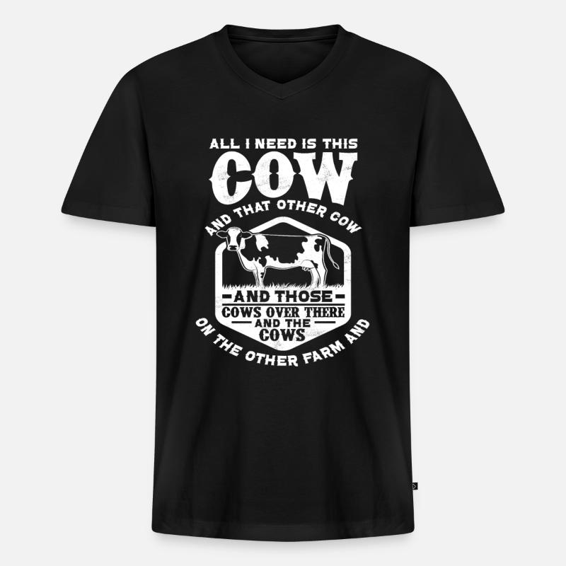 Kuh Herde - Männer Premium Bio T-Shirt mit V-Ausschnitt - Schwarz