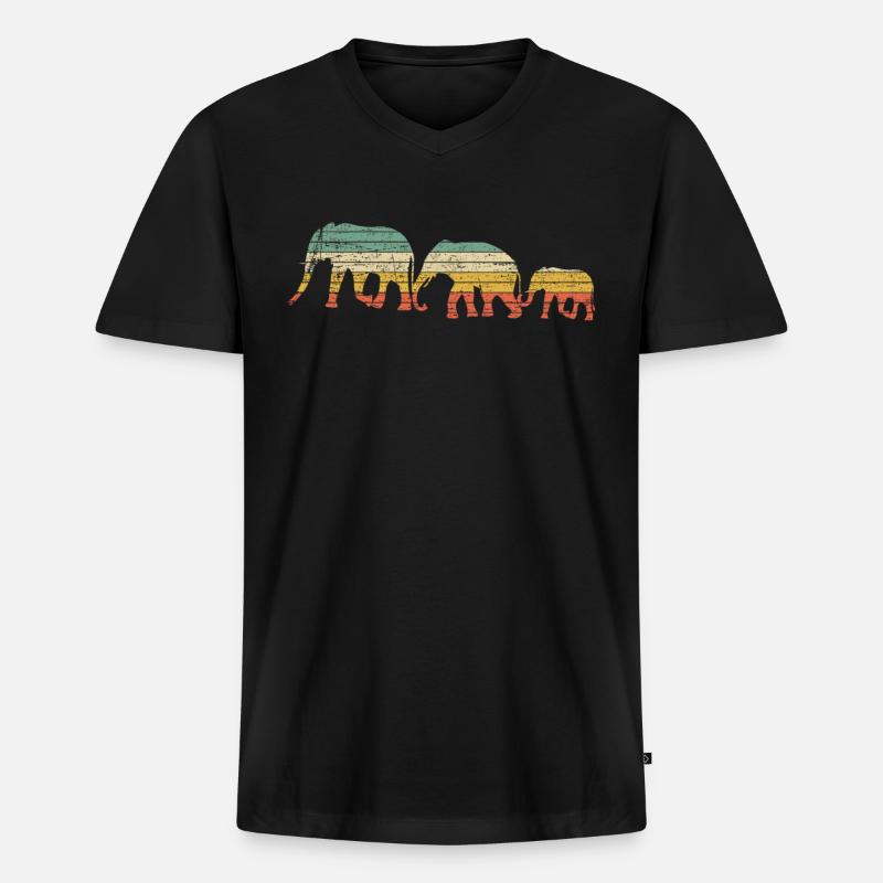 Elefant - Männer Premium Bio T-Shirt mit V-Ausschnitt - Schwarz