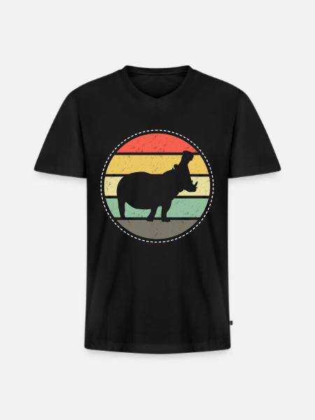 Hippo Africa - Men's Premium Organic T-shirt with V-neck - black