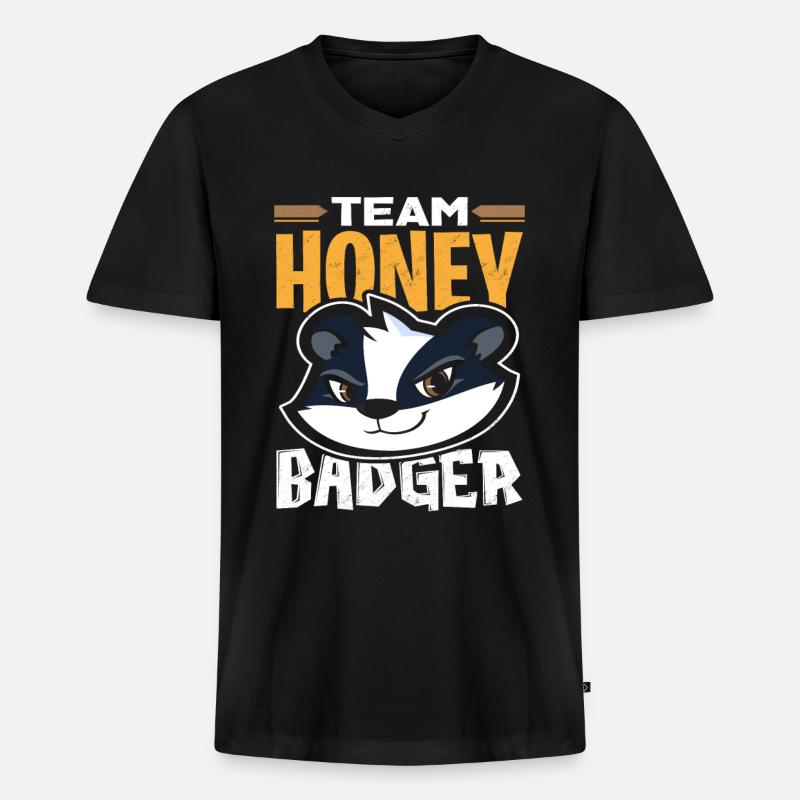 Honigdachs - Männer Premium Bio T-Shirt mit V-Ausschnitt - Schwarz