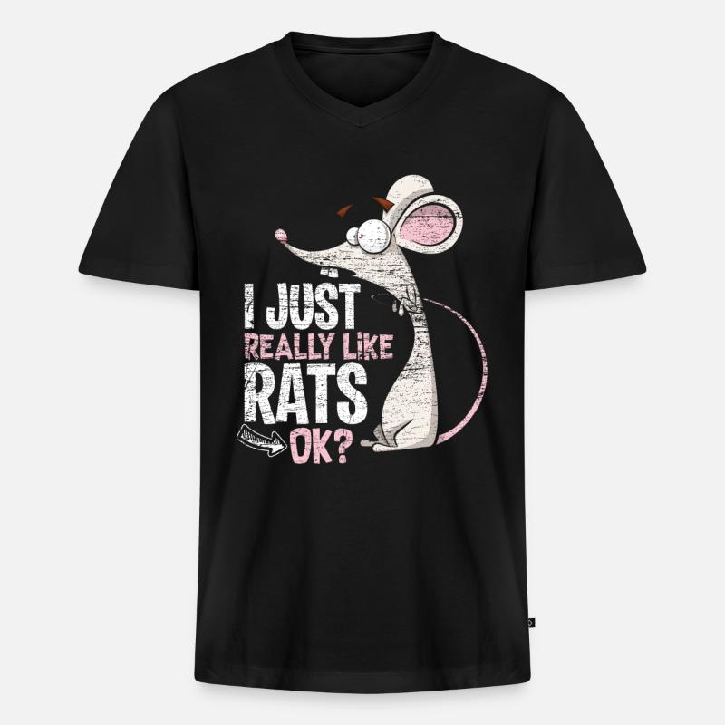 Ratte Liebe - Männer Premium Bio T-Shirt mit V-Ausschnitt - Schwarz
