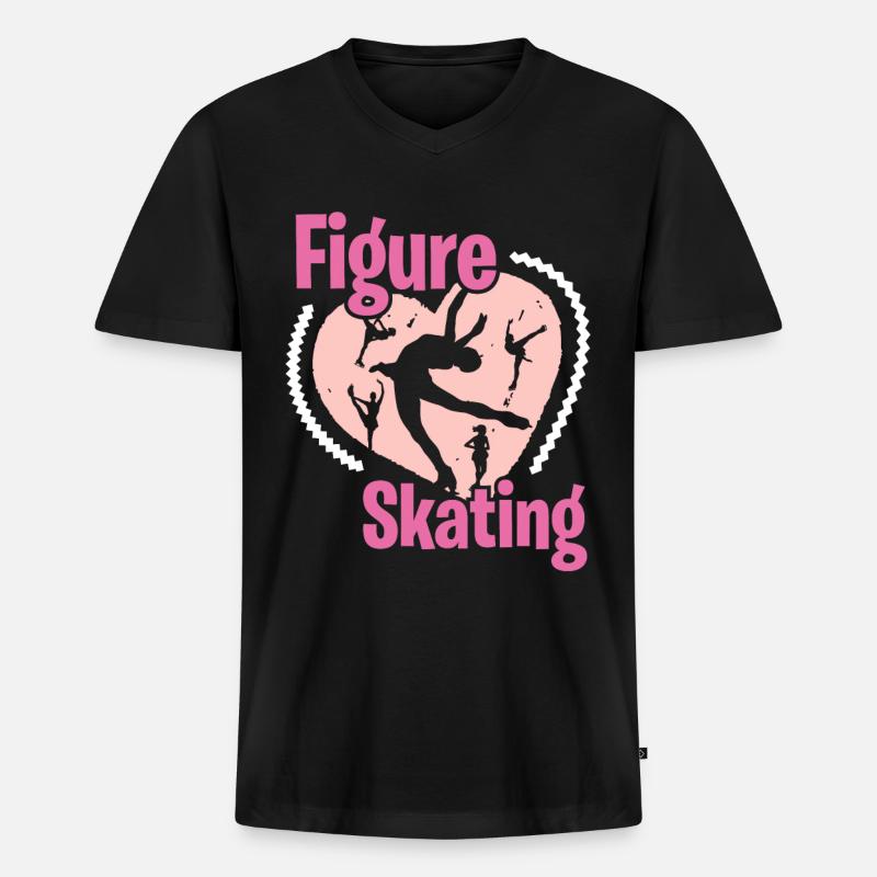 Eiskunstlaufen - Männer Premium Bio T-Shirt mit V-Ausschnitt - Schwarz