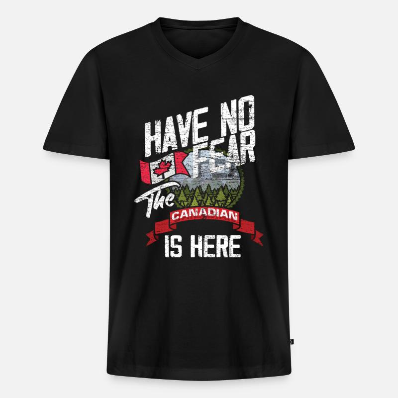 Kanada Angst - Männer Premium Bio T-Shirt mit V-Ausschnitt - Schwarz