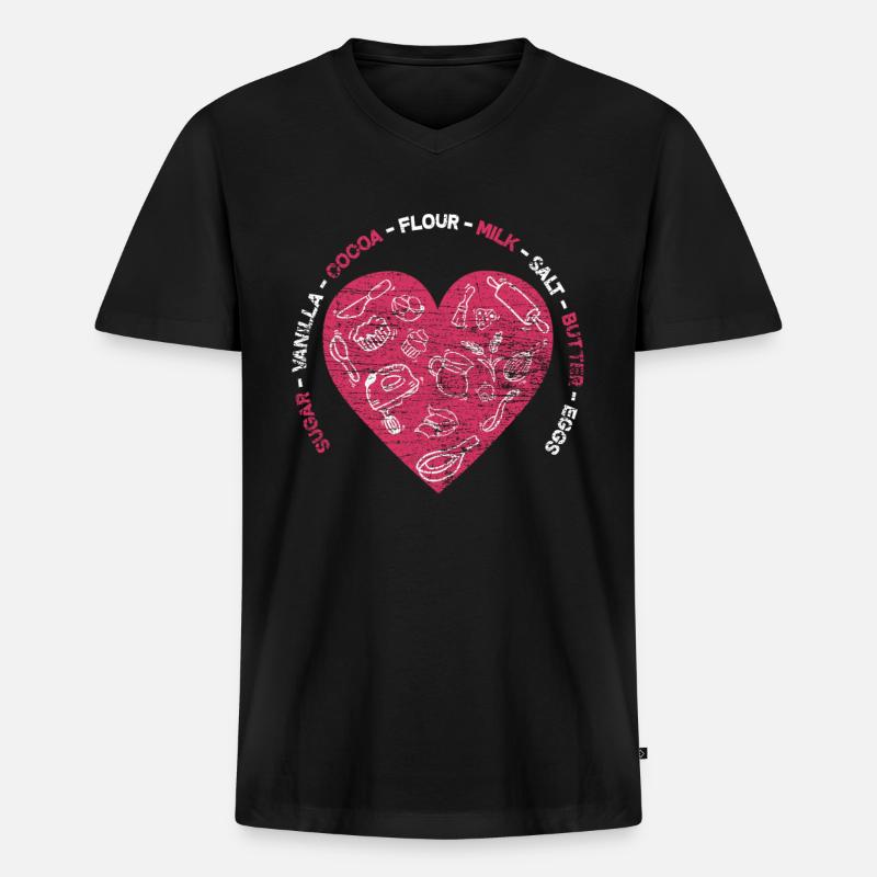 Backen Herz - Männer Premium Bio T-Shirt mit V-Ausschnitt - Schwarz
