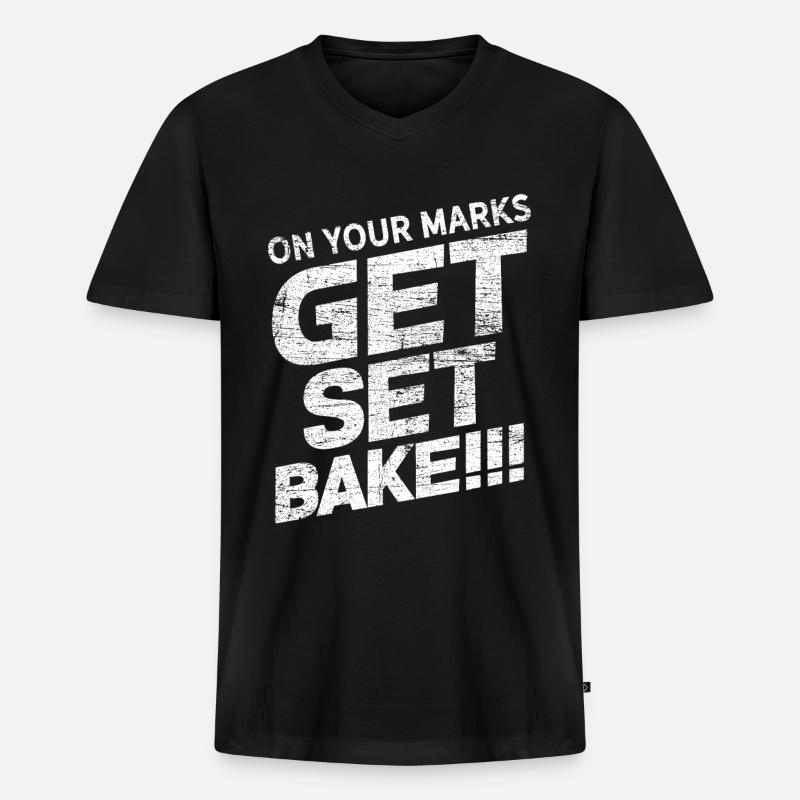 Backen Gebäck - Männer Premium Bio T-Shirt mit V-Ausschnitt - Schwarz