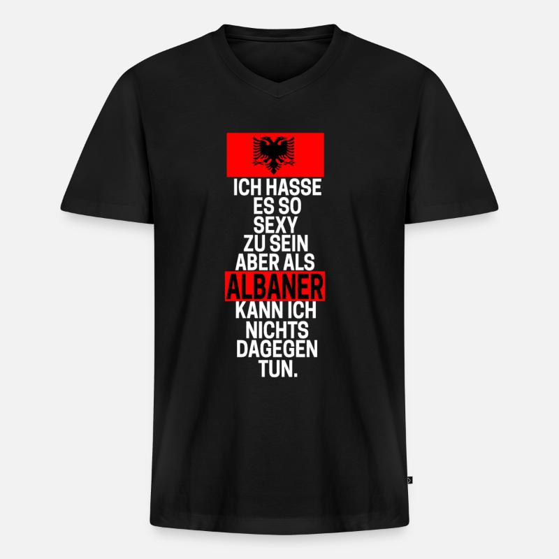 Albaner Sprüche - Männer Premium Bio T-Shirt mit V-Ausschnitt - Schwarz