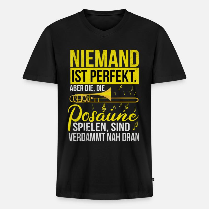 Posaune - Männer Premium Bio T-Shirt mit V-Ausschnitt - Schwarz