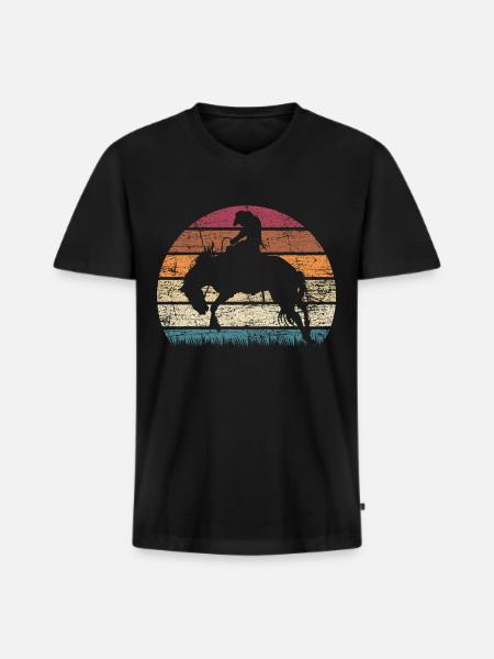 Cowboy retro gift - Men's Premium Organic T-shirt with V-neck - black