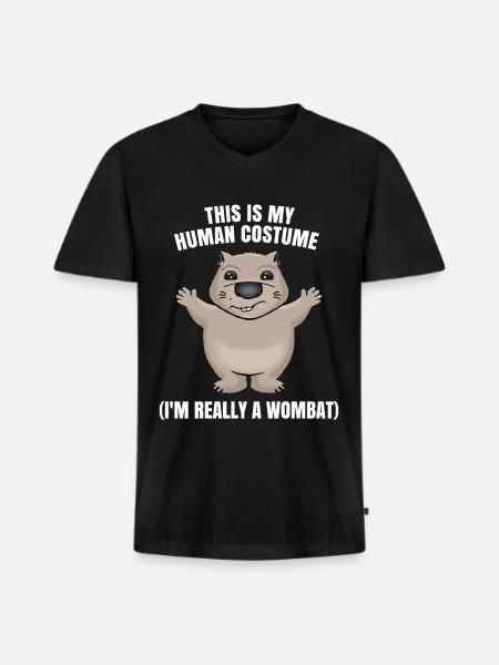 Wombat - Men's Premium Organic T-shirt with V-neck - black
