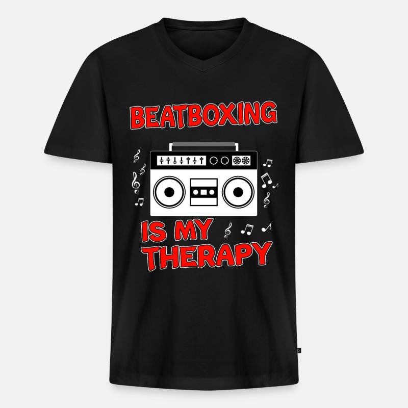 Beatbox - Männer Premium Bio T-Shirt mit V-Ausschnitt - Schwarz