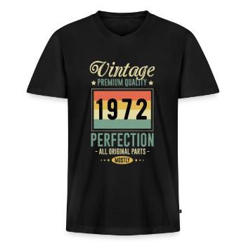 Geburtstag 1972 - Männer Premium Bio T-Shirt mit V-Ausschnitt - Schwarz - Vorne - Nico (187cm)