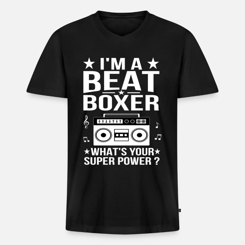 Beatbox - Männer Premium Bio T-Shirt mit V-Ausschnitt - Schwarz