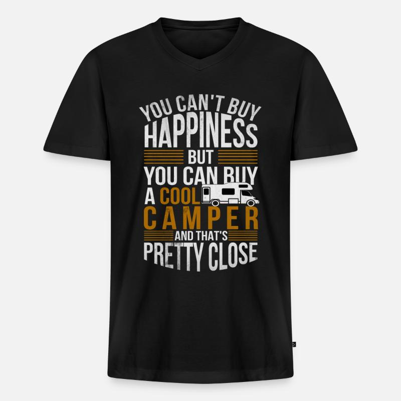 Camping - Männer Premium Bio T-Shirt mit V-Ausschnitt - Schwarz