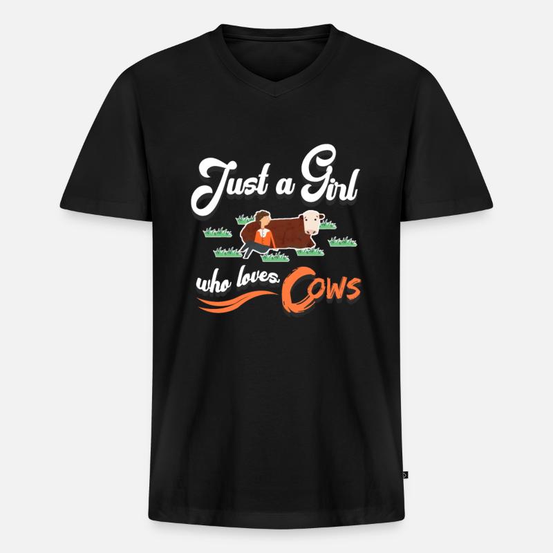Kuh - Männer Premium Bio T-Shirt mit V-Ausschnitt - Schwarz