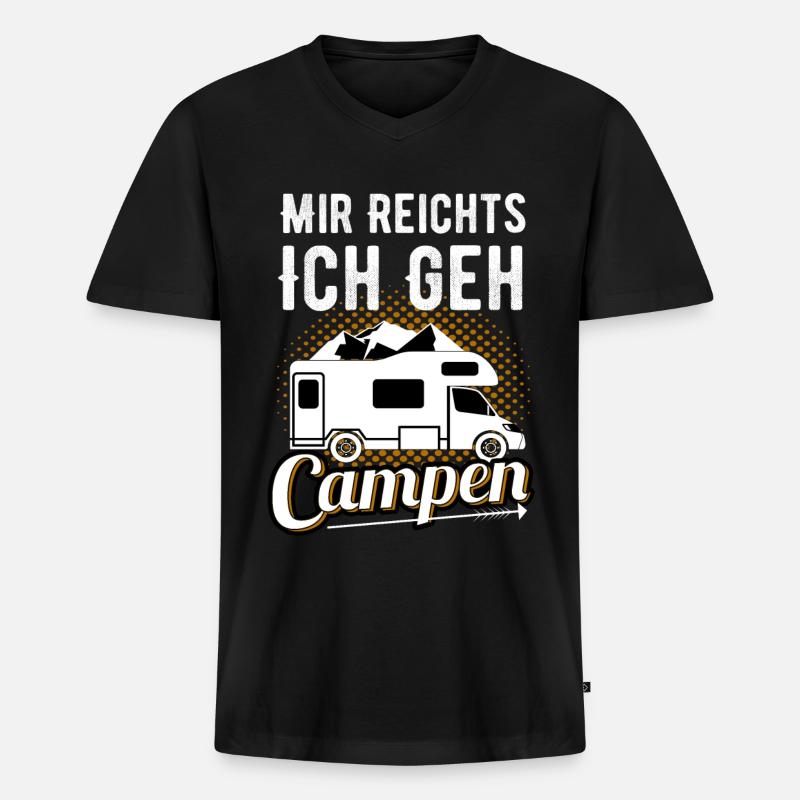 Wohnwagen Camper - Männer Premium Bio T-Shirt mit V-Ausschnitt - Schwarz