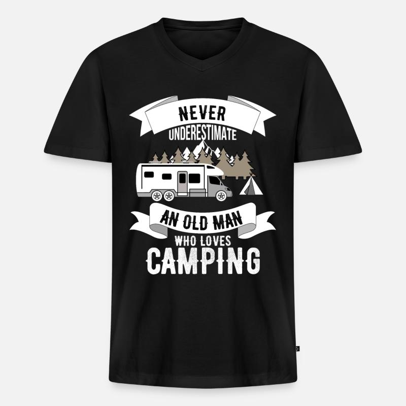 Camper - Männer Premium Bio T-Shirt mit V-Ausschnitt - Schwarz