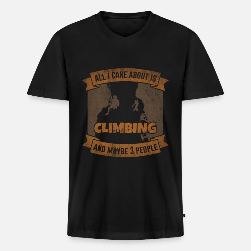 Felsklettern Boulder Klettern Bergsteigen Geschenk - Männer Premium Bio T-Shirt mit V-Ausschnitt - Schwarz
