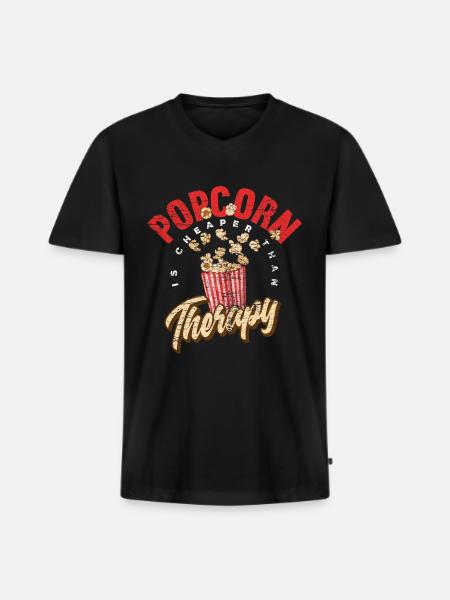 Popcorn films - Men's Premium Organic T-shirt with V-neck - black