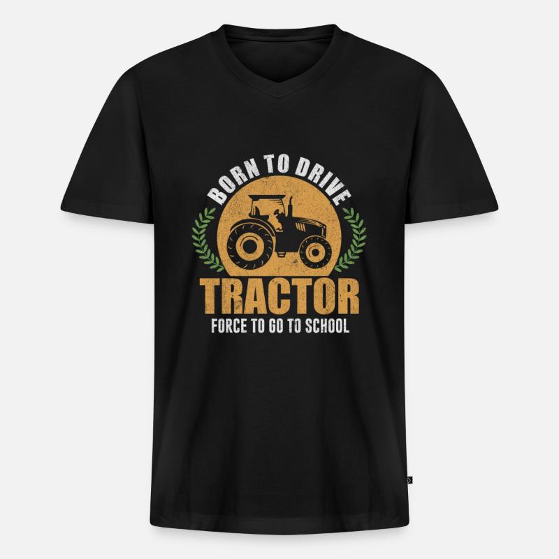 Traktor - Männer Premium Bio T-Shirt mit V-Ausschnitt - Schwarz