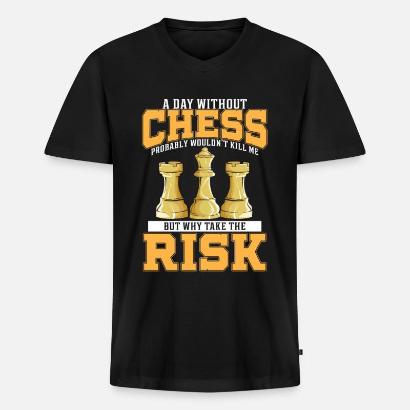 Schach Schachbrett Brettspiel Chess - Männer Premium Bio T-Shirt mit V-Ausschnitt - Schwarz