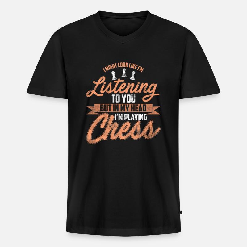 Schach - Männer Premium Bio T-Shirt mit V-Ausschnitt - Schwarz