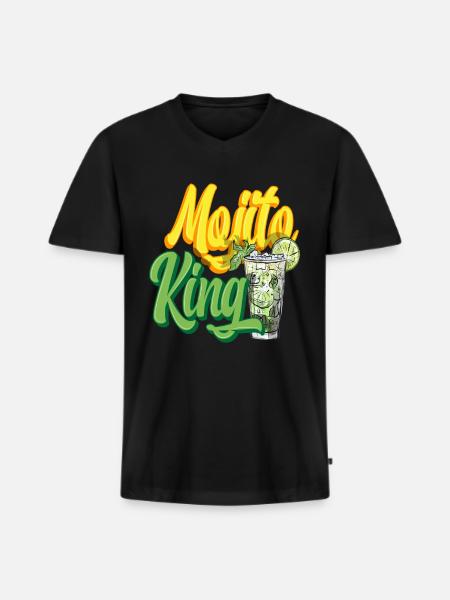 Mojito König - Männer Premium Bio T-Shirt mit V-Ausschnitt - Schwarz