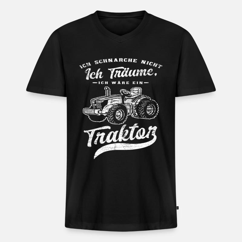 Traktor Schnarchen - Männer Premium Bio T-Shirt mit V-Ausschnitt - Schwarz