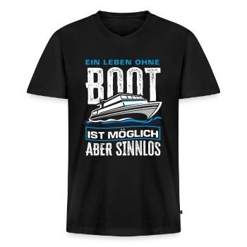Boot Lustiger Boots Spruch Geschenk - Männer Premium Bio T-Shirt mit V-Ausschnitt - Schwarz - Vorne - Nico (187cm)