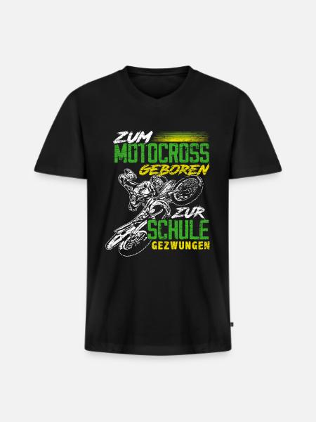 Motocross Schule - Männer Premium Bio T-Shirt mit V-Ausschnitt - Schwarz