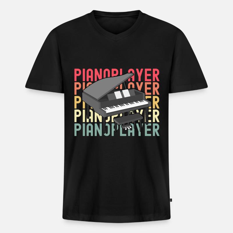 Klavier - Männer Premium Bio T-Shirt mit V-Ausschnitt - Schwarz