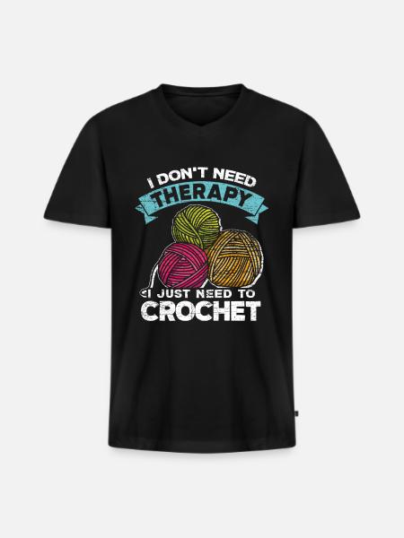 Crochet wool thread relaxation - Men's Premium Organic T-shirt with V-neck - black