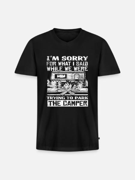 Camper caravan - Men's Premium Organic T-shirt with V-neck - black