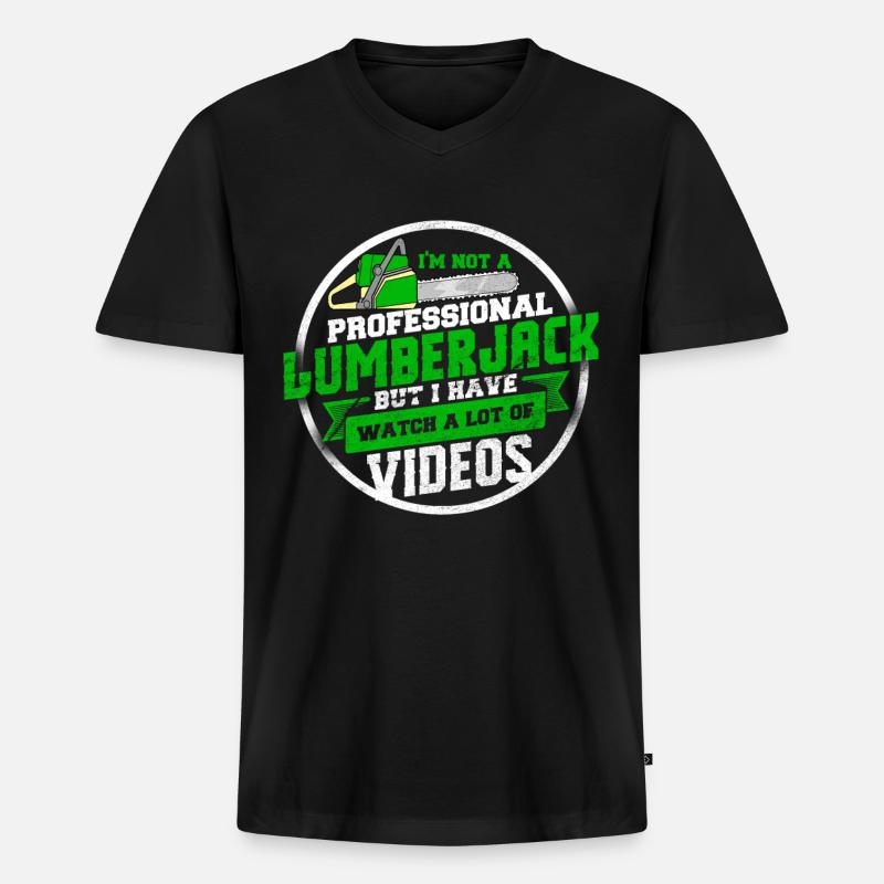 Holzfäller - Männer Premium Bio T-Shirt mit V-Ausschnitt - Schwarz