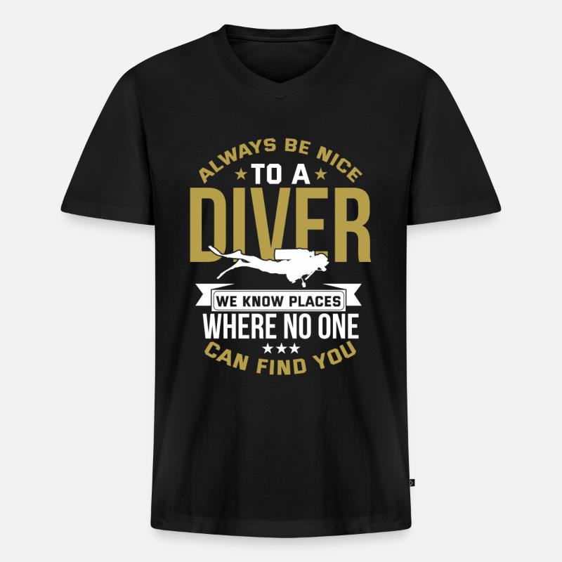 Scuba Diving - Männer Premium Bio T-Shirt mit V-Ausschnitt - Schwarz