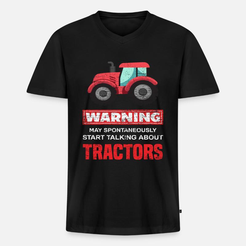 Bauer Traktoren - Männer Premium Bio T-Shirt mit V-Ausschnitt - Schwarz