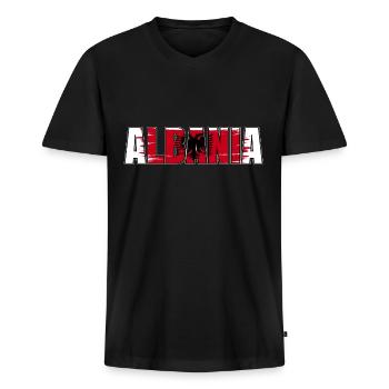 Albania - Men's Premium Organic T-shirt with V-neck - black - Front - Nico (187cm)