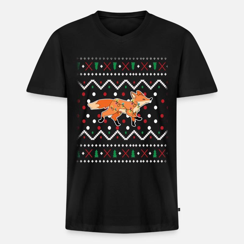 Fuchs - Männer Premium Bio T-Shirt mit V-Ausschnitt - Schwarz