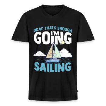 Sailing sailboat regatta dinghy nautical catamaran - Men's Premium Organic T-shirt with V-neck - black - Front - Nico (187cm)