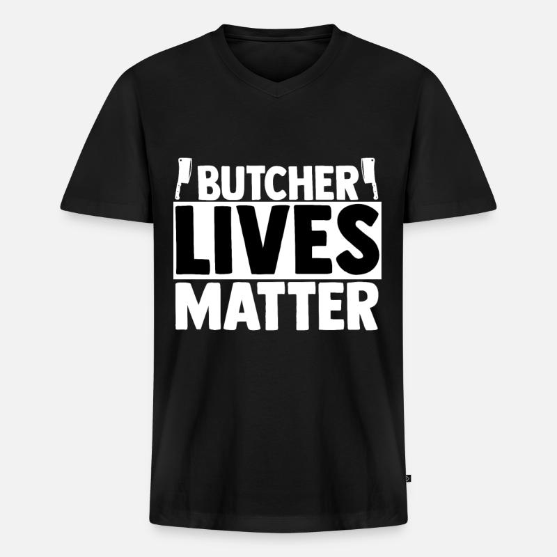 Metzger - Männer Premium Bio T-Shirt mit V-Ausschnitt - Schwarz