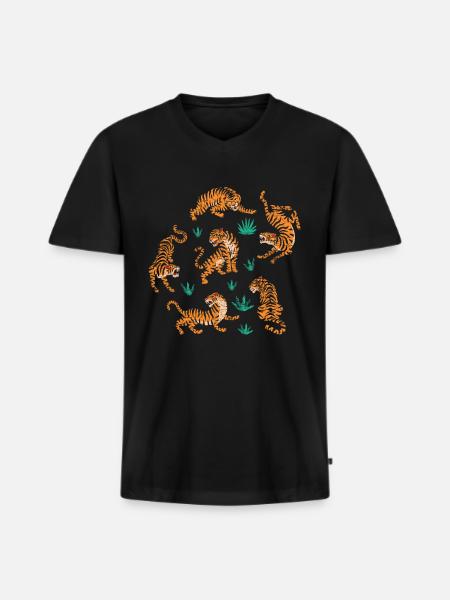 tiger - Men's Premium Organic T-shirt with V-neck - black