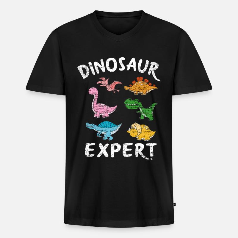 Dinosaurier Experte - Männer Premium Bio T-Shirt mit V-Ausschnitt - Schwarz