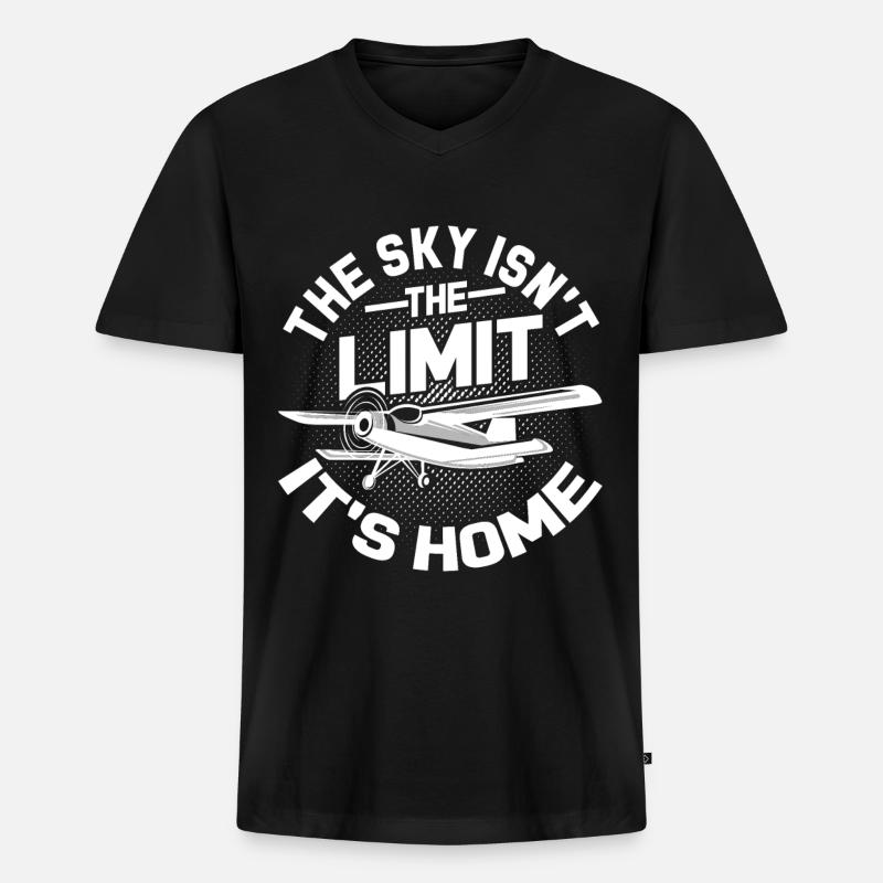 Pilot - Männer Premium Bio T-Shirt mit V-Ausschnitt - Schwarz