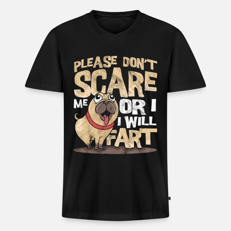 Mops - Männer Premium Bio T-Shirt mit V-Ausschnitt - Schwarz